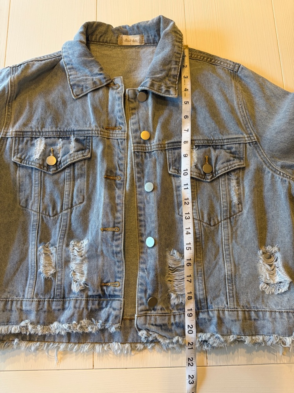 Altar'd State Light Blue Distressed Denim Jacket - Picture 6 of 7
